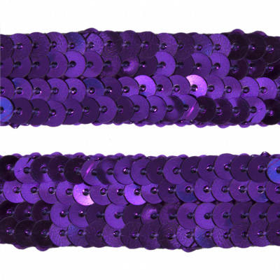 Тесьма с пайетками 12, шир. 20 мм/уп. 25+/-1 м, цвет фиолет - купить в Бердске. Цена: 778.19 руб.