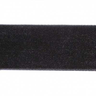 Лента бархатная нейлон, шир.25 мм, (упак. 45,7м), цв.03-черный - купить в Бердске. Цена: 800.84 руб.