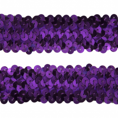 Тесьма с пайетками 12, шир. 30 мм/уп. 25+/-1 м, цвет фиолет - купить в Бердске. Цена: 1 098.48 руб.