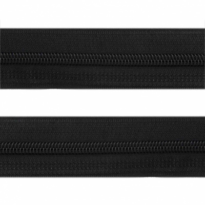 Рулонная молния с покрытием PVC спираль тип 3 (упак.270м) -черная с полосой СВО - купить в Бердске. Цена: 12.74 руб.