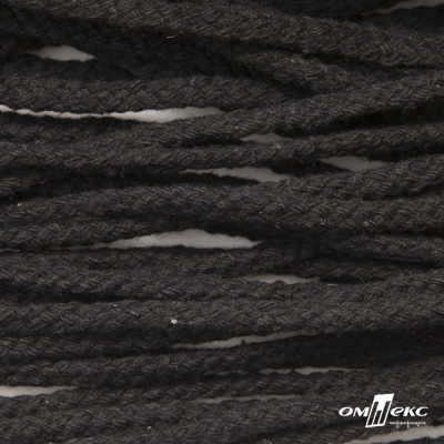 Шнур плетеный d-6 мм круглый, 70% хлопок 30% полиэстер, уп.90+/-1 м, цв.1078-черный - купить в Бердске. Цена: 588 руб.