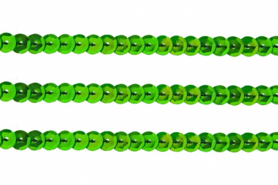 Пайетки "ОмТекс" на нитях, CREAM, 6 мм С / упак.73+/-1м, цв. 94 - зеленый - купить в Бердске. Цена: 297.48 руб.