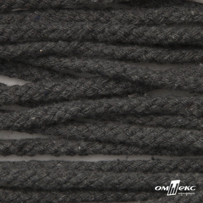 Шнур плетеный d-6 мм круглый, 70% хлопок 30% полиэстер, уп.90+/-1 м, цв.1088-т.серый - купить в Бердске. Цена: 588 руб.