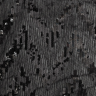 Трикотажное полотно с пайетками, шир.130 см, #311-бахрома чёрная - купить в Бердске. Цена 1 183.35 руб.