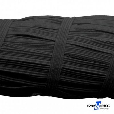 Резиновые нити с текстильным покрытием, шир. 6 мм (55 м/уп), цв.-черный - купить в Бердске. Цена: 210.75 руб.