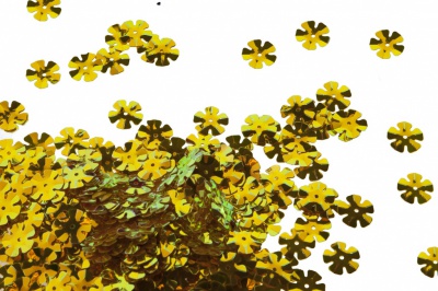 Пайетки "ОмТекс" россыпью,DOUBLE SIDED GOLD,цветок 14 мм/упак.50 гр, цв. 0460-золото - купить в Бердске. Цена: 80.12 руб.