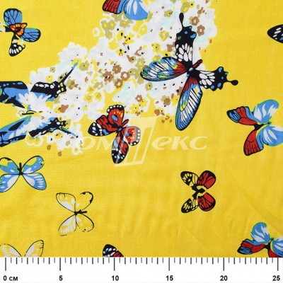 Плательная ткань "Софи" 7.2, 75 гр/м2, шир.150 см, принт бабочки - купить в Бердске. Цена 241.49 руб.