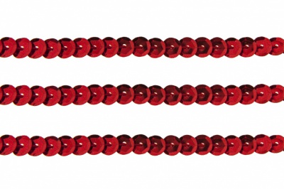 Пайетки "ОмТекс" на нитях, SILVER-BASE, 6 мм С / упак.73+/-1м, цв. 3 - красный - купить в Бердске. Цена: 468.37 руб.