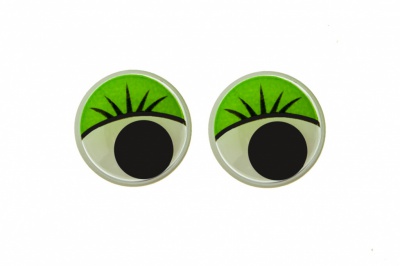 Глазки для игрушек, круглые, с бегающими зрачками, 15 мм/упак.50+/-2 шт, цв. -зеленый - купить в Бердске. Цена: 113.01 руб.