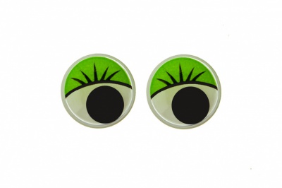 Глазки для игрушек, круглые, с бегающими зрачками, 12 мм/упак.50+/-2 шт, цв. -зеленый - купить в Бердске. Цена: 96.01 руб.
