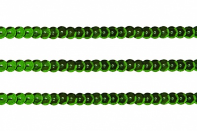 Пайетки "ОмТекс" на нитях, SILVER-BASE, 6 мм С / упак.73+/-1м, цв. 4 - зеленый - купить в Бердске. Цена: 484.77 руб.