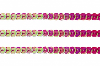 Пайетки "ОмТекс" на нитях, CREAM, 6 мм С / упак.73+/-1м, цв. 89 - розовый - купить в Бердске. Цена: 468.37 руб.