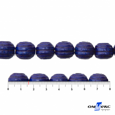 0309-Бусины деревянные "ОмТекс", 16 мм, упак.50+/-3шт, цв.006-синий - купить в Бердске. Цена: 62.22 руб.