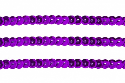 Пайетки "ОмТекс" на нитях, SILVER-BASE, 6 мм С / упак.73+/-1м, цв. 12 - фиолет - купить в Бердске. Цена: 300.55 руб.